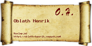 Oblath Henrik névjegykártya